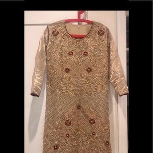 Pakistani Indian Red Gold Gharara Formal